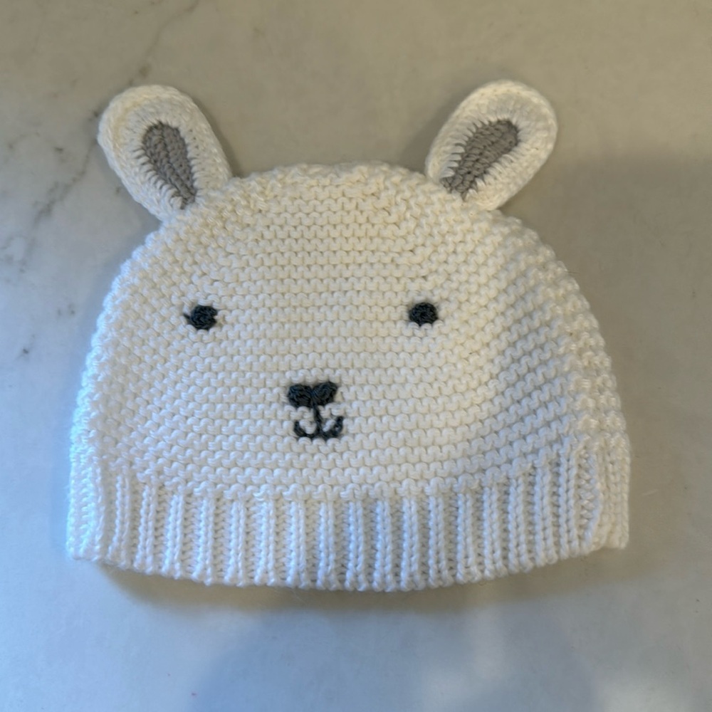 Carter's Just One You Infant One Size Easter Bunny Ears Hat Knit Crochet White